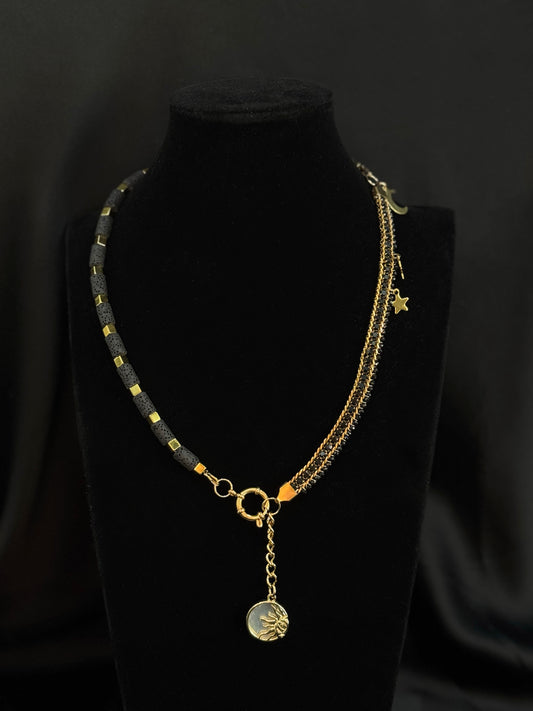 Collier Twist lava stone